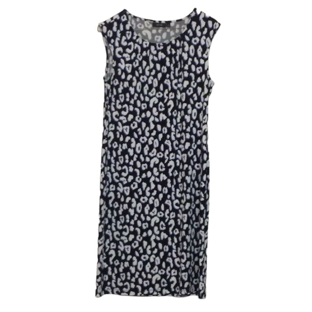 🌞 Apt 9 Sleeveless light Midi Dress Black Blue & White Spots Comfy Mumu women S
